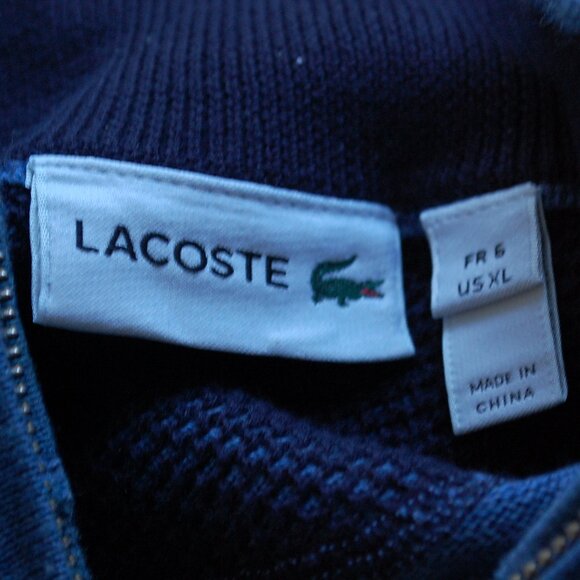 Lacoste 1/4 Zip Preppy Golf Pullover Jersey Sweater Elbow Patches - Picture 3 of 5